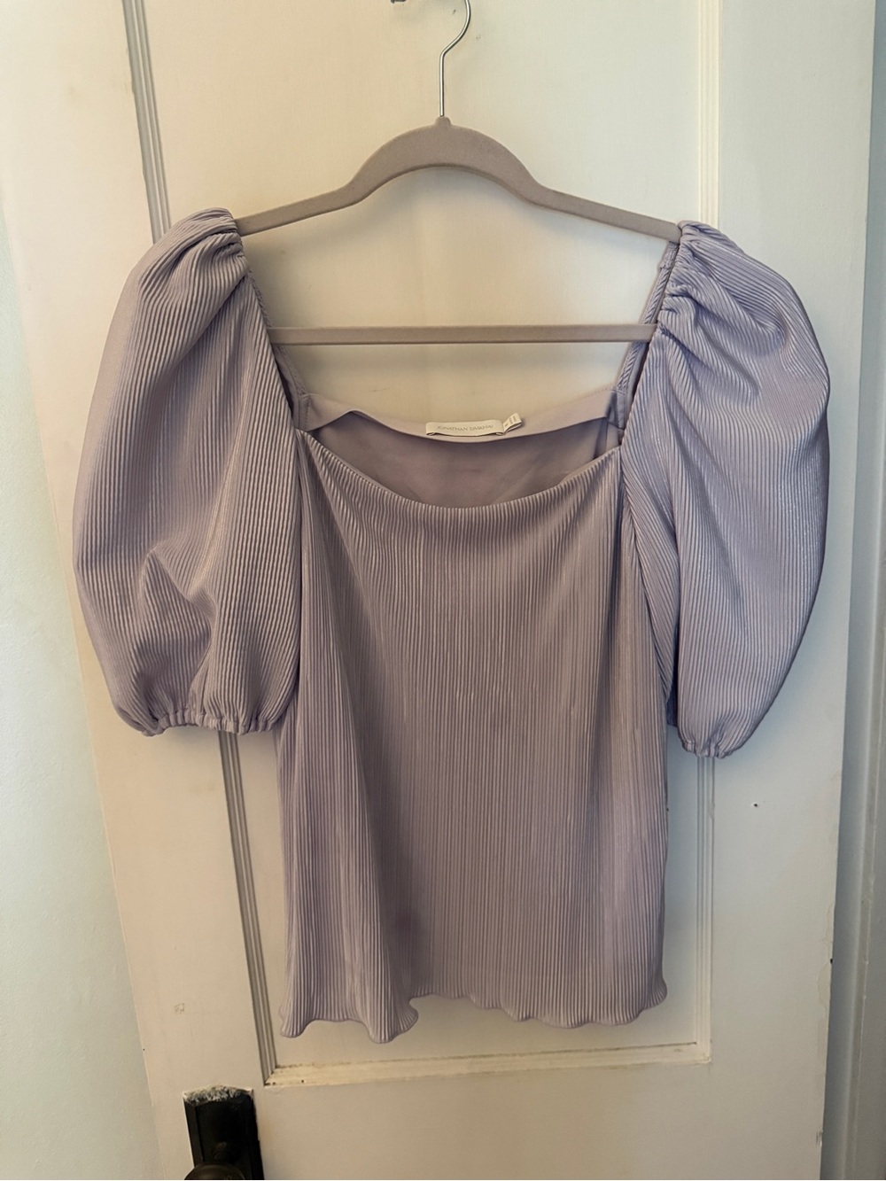 Simkhai Puff Sleeve Square Neck Top - Lavender M